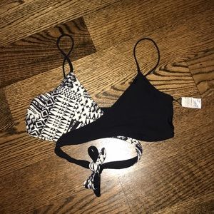 L*Space Black and White Wrap Top